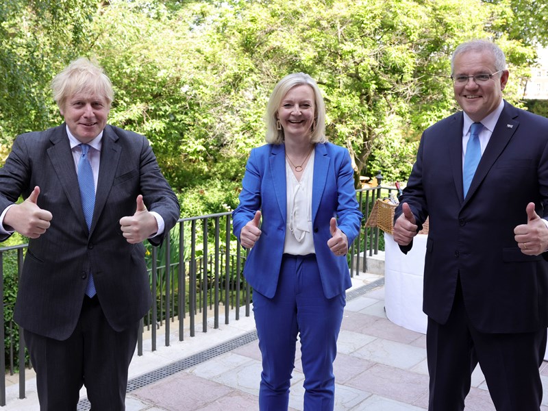 Prime Minister, Boris Johnson and Secretary of State for International Trade, Liz Truss meet with Australian Prime Minister, Scott Morrison